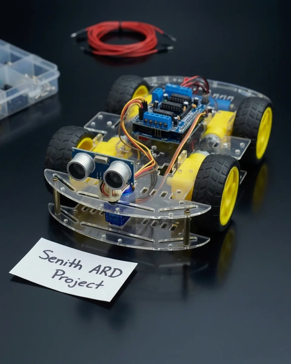 Arduino autonomous obstacle avoiding robot chassis and wiring