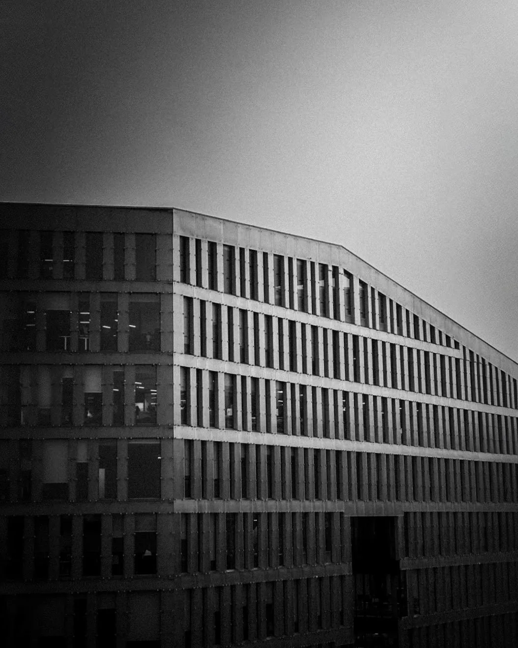 Modern city building geometric facade